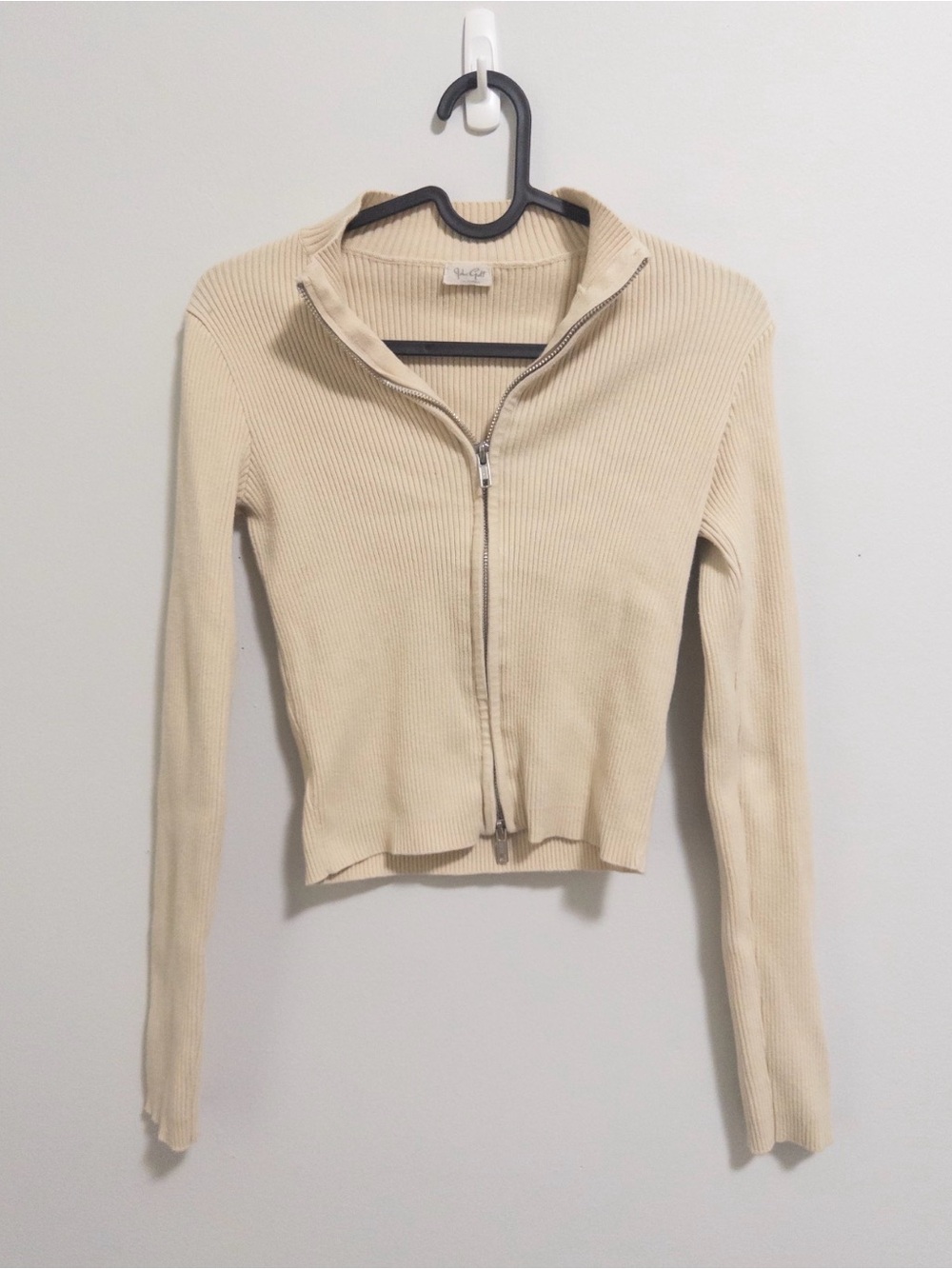 Brandy Melville/John Galt Cream Zip-Up Long Sleeve